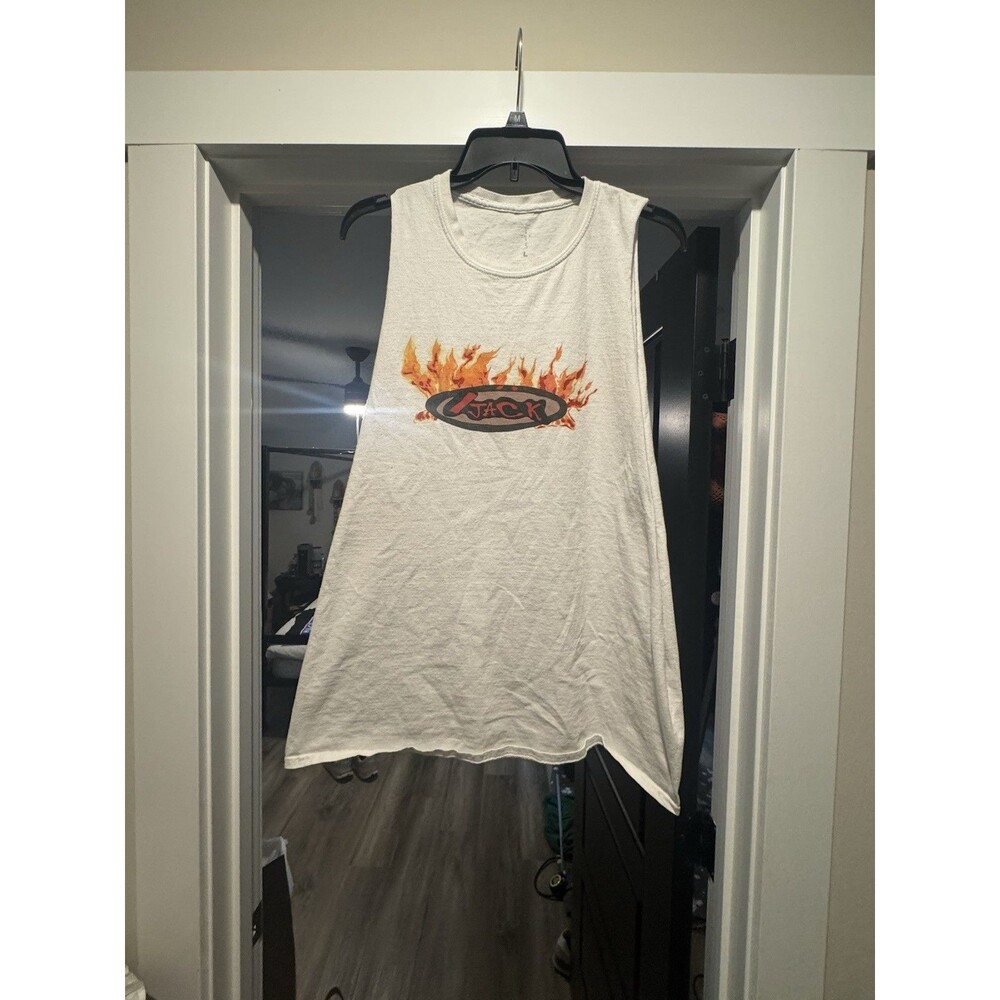 Size L - Tank Top Travis Scott Cactus Jack Flame Tee White  (CJFM-SS15)